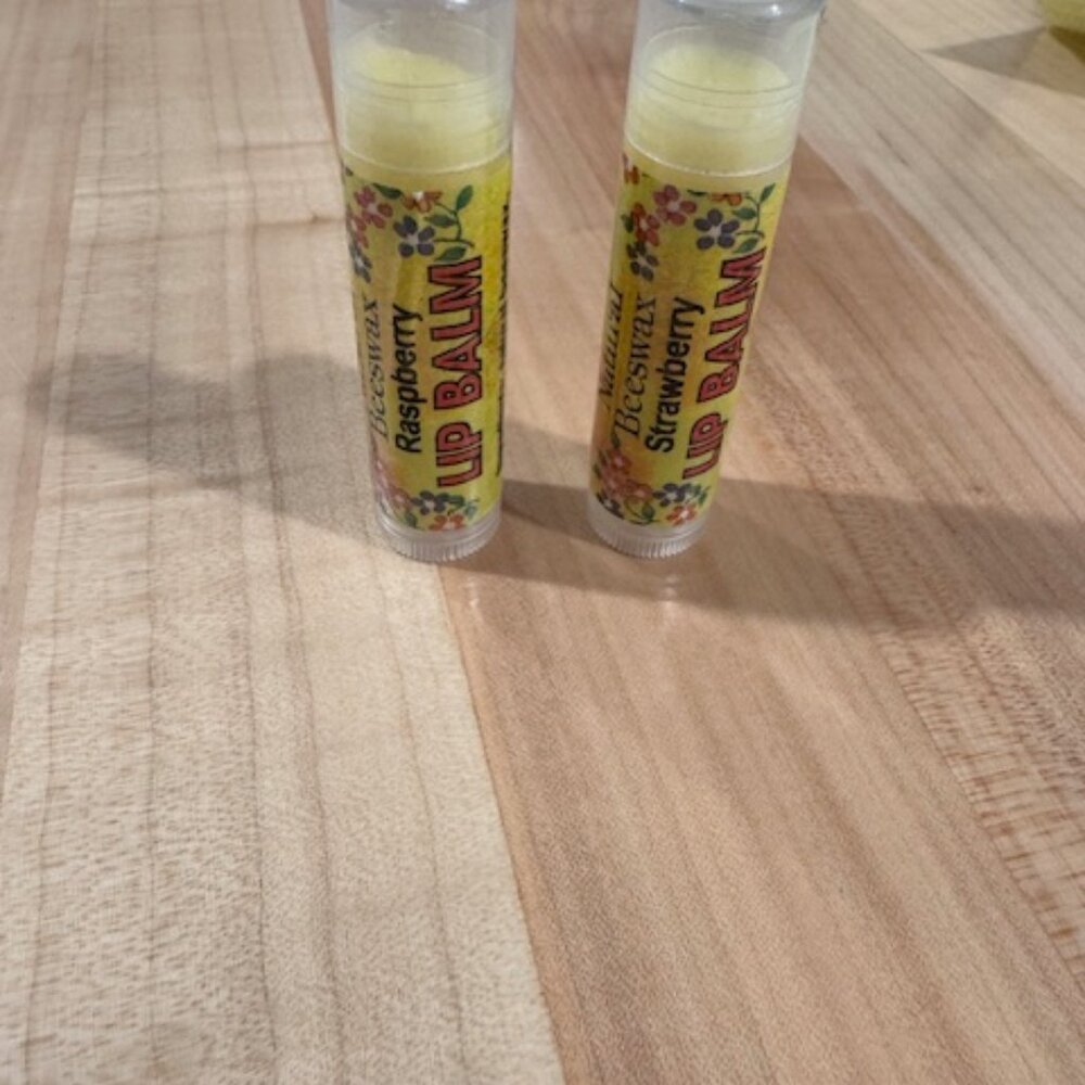 2 Pack (1 Raspberry, 1 Strawberry) Homemade Lip Balm